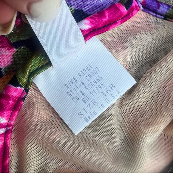 Vintage Floral Bikini Bra 36B Balconette Underwire Fuchsia Floral Sun Streak - Picture 6 of 6